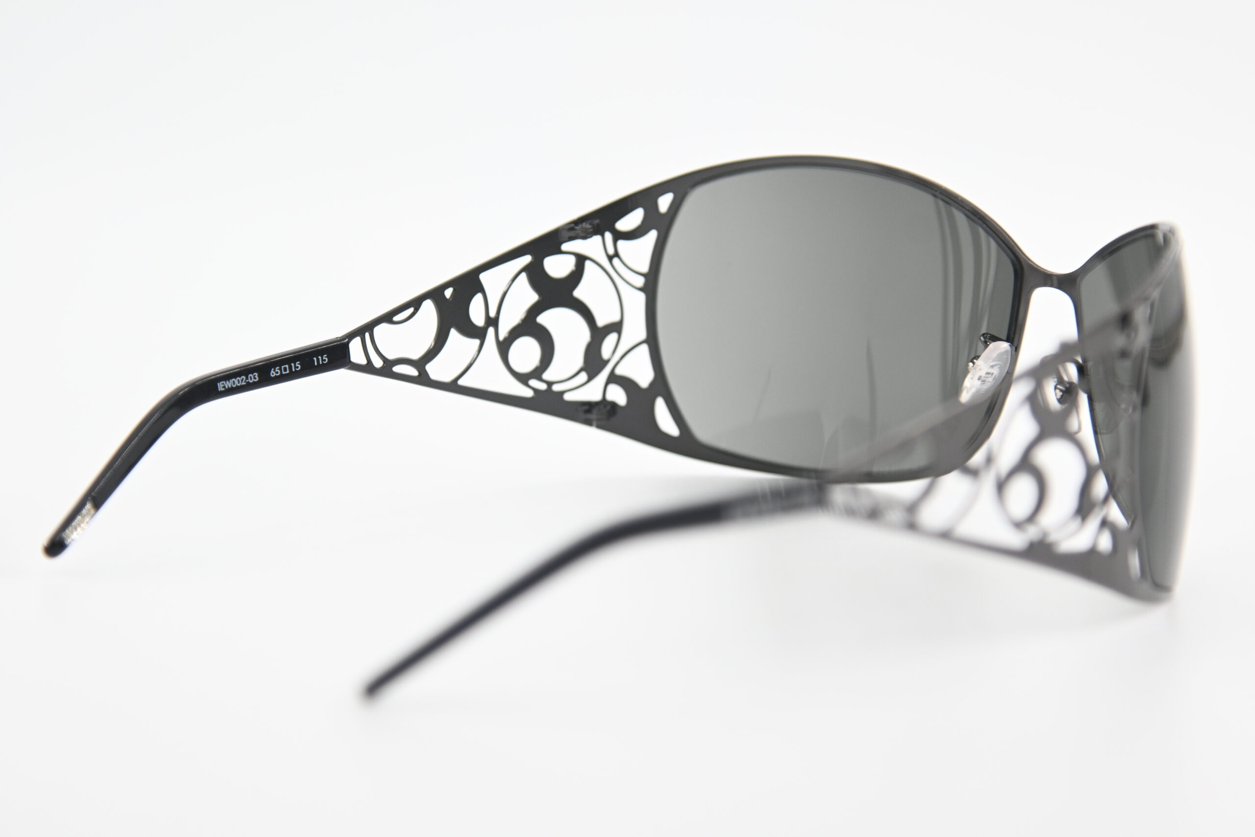 Invicta IEW002-03 Black Wraparound Sunglasses Filigree Cutout Temples - Image 5