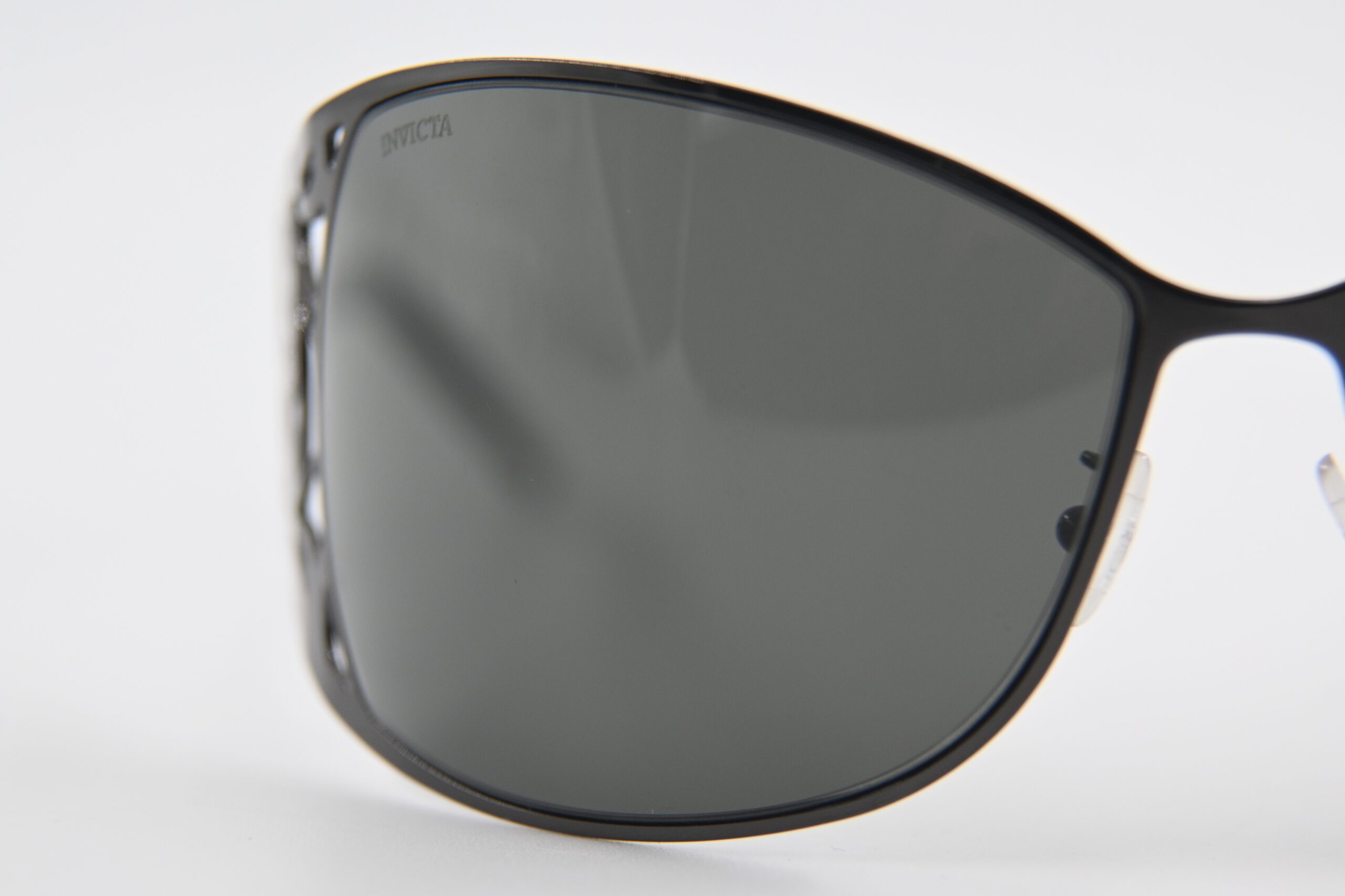 Invicta IEW002-03 Black Wraparound Sunglasses Filigree Cutout Temples - Image 7