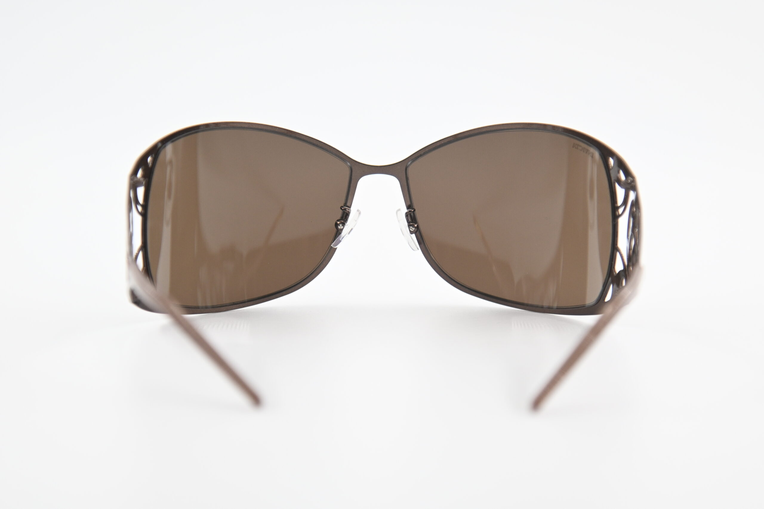Invicta IEW002-04 Bronze Wraparound Sunglasses Filigree Cutout Temples Brown Lenses