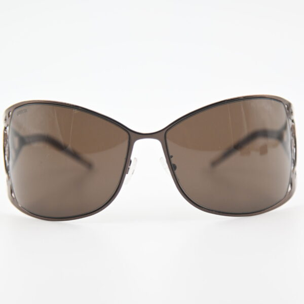 Invicta IEW002-04 Bronze Wraparound Sunglasses Filigree Cutout Temples Brown Lenses