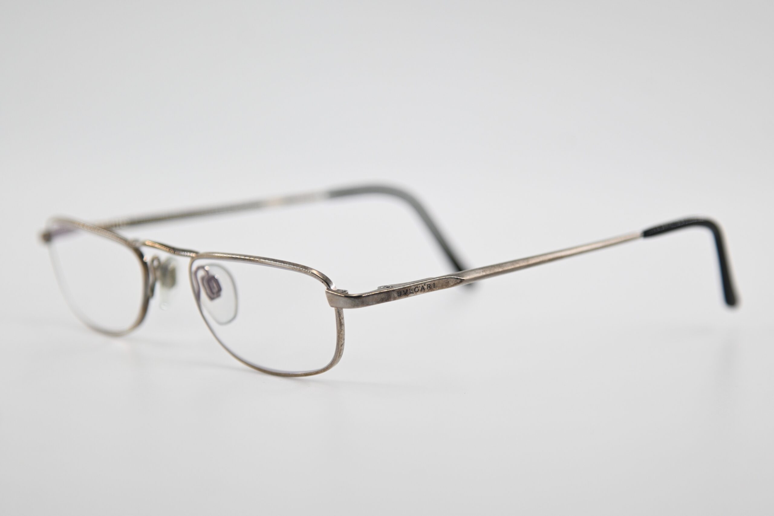 Bvlgari Silver Tone Metal Reading Eyeglass Frames Slim Rectangular - Image 2