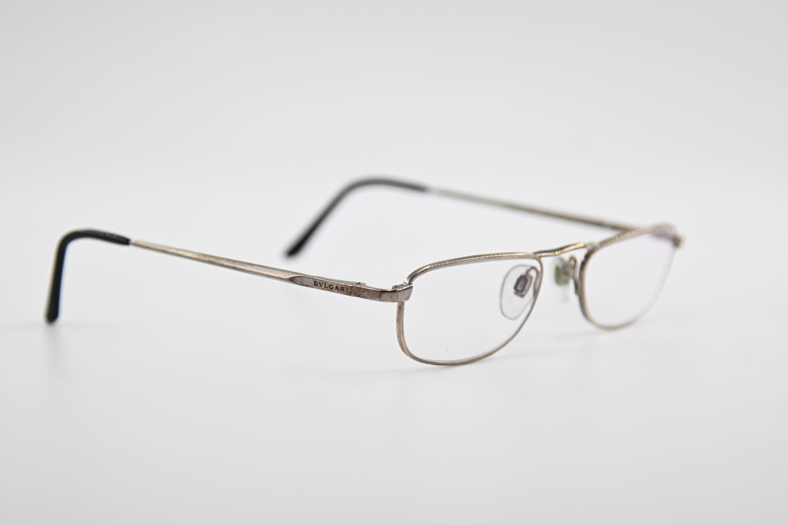 Bvlgari Silver Tone Metal Reading Eyeglass Frames Slim Rectangular - Image 6