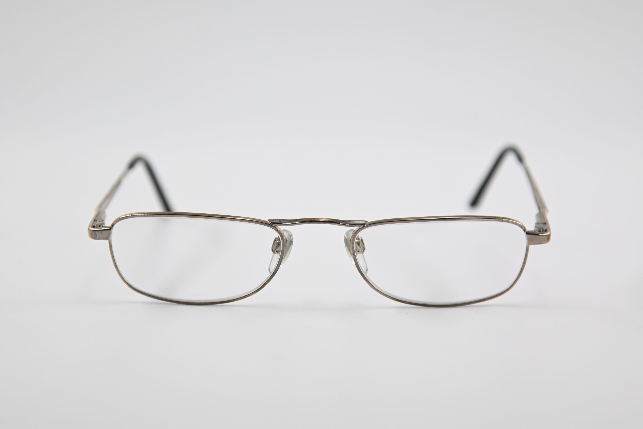 Bvlgari Silver Tone Metal Reading Eyeglass Frames Slim Rectangular