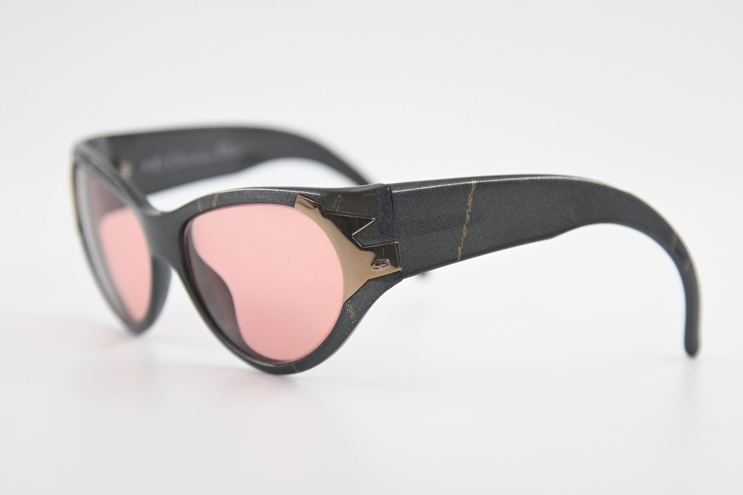 Vintage Christian Dior 2346 Sunglasses Charcoal Frame Pink Lenses CD Logo - Image 2