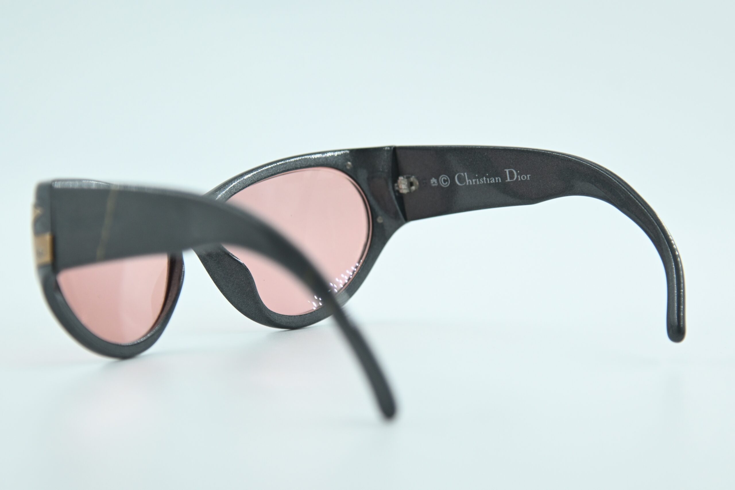 Vintage Christian Dior 2346 Sunglasses Charcoal Frame Pink Lenses CD Logo - Image 3