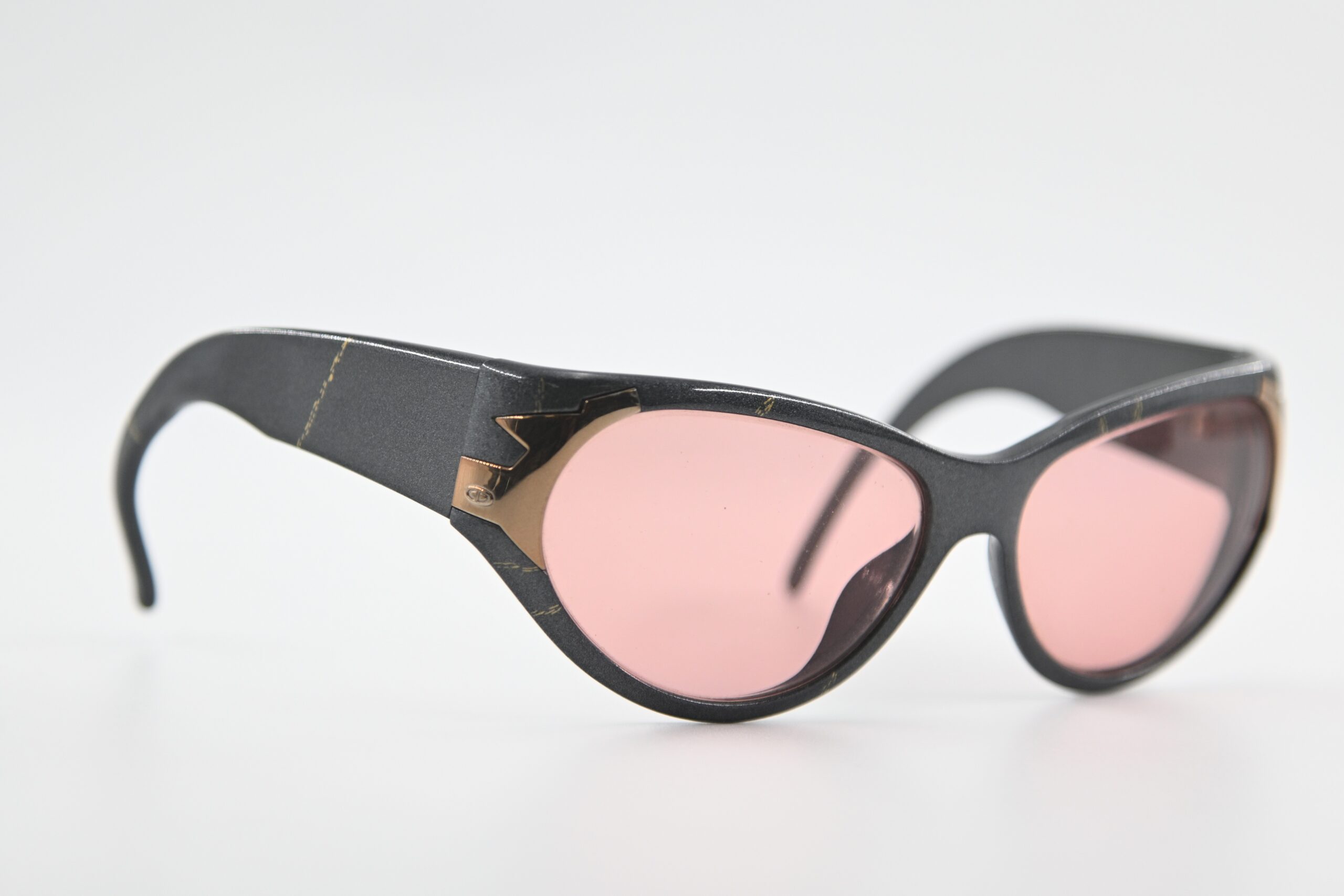 Vintage Christian Dior 2346 Sunglasses Charcoal Frame Pink Lenses CD Logo - Image 6