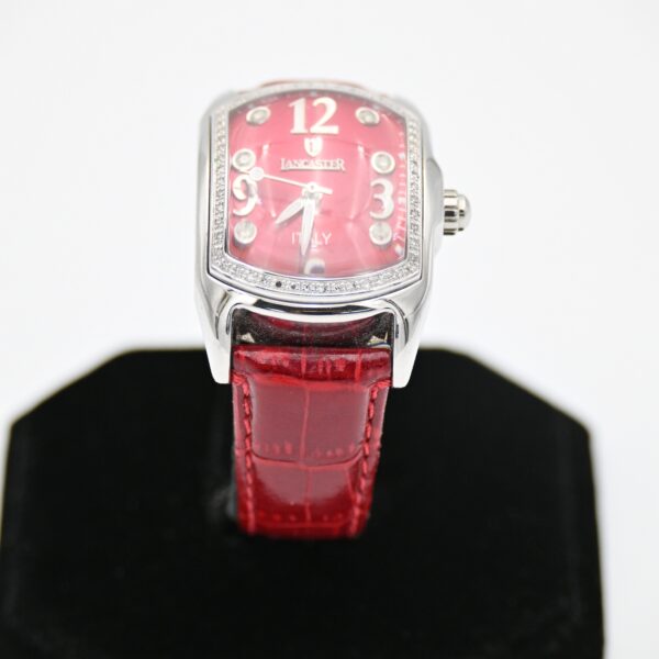 Lancaster Italy Diamond Bezel Ladies Watch Red Dial
