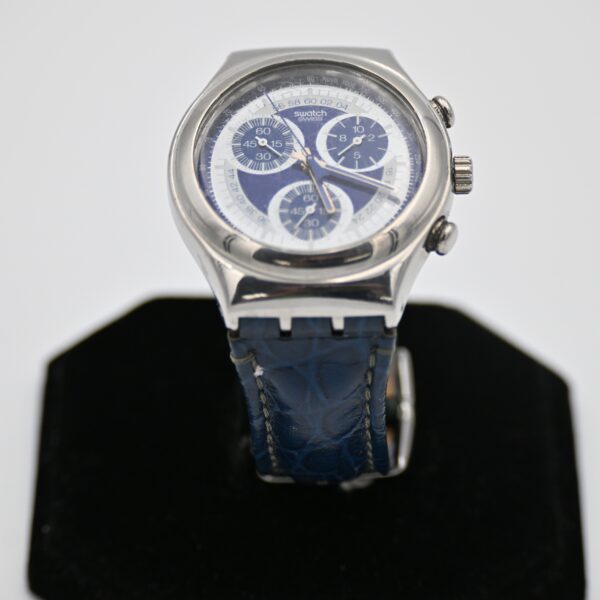 Swatch Irony Chrono Blue Dial Tachymeter Stainless Steel 4-Jewel Swiss Made