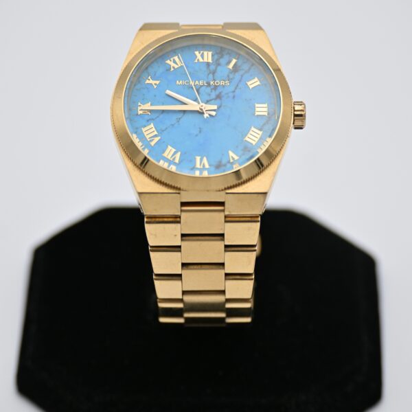 Michael Kors Channing Gold-Tone Turquoise Marble Dial Bracelet Watch MK-5994