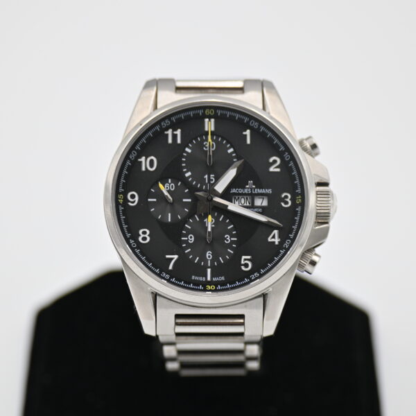 Jacques Lemans Swiss Made Automatic Chronograph Stainless Steel Wristwatch