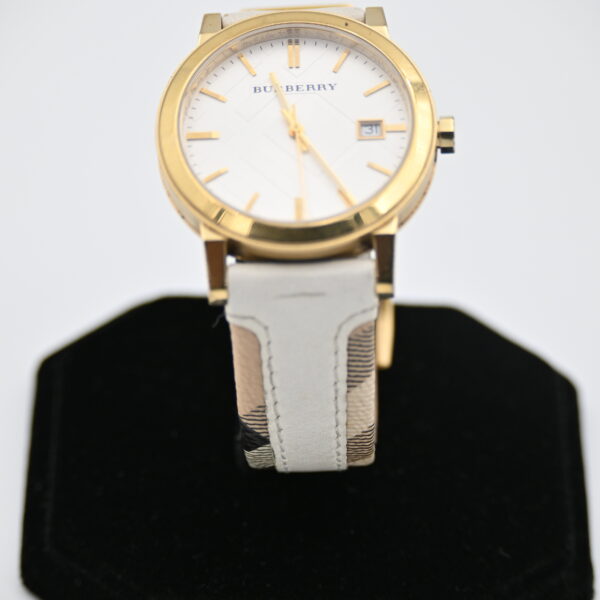 Burberry The City Gold-Tone Watch, Nova Check Strap, Ref. BU9015, Swiss Made
