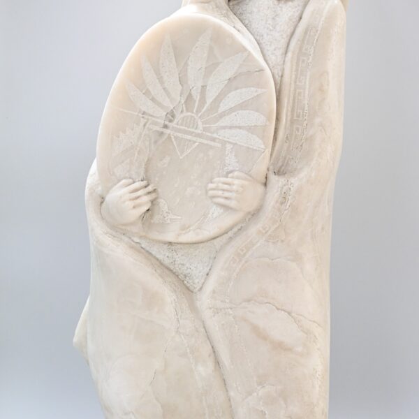 "Pueblo Woman" by A.P. Martinez, Native American (20th Century) Marble Sculpture on Wooden Base